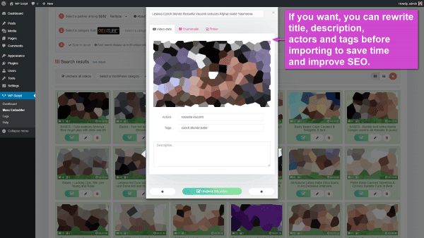 Rewrite content before importing videos, avoids duplicate content and improves SEO