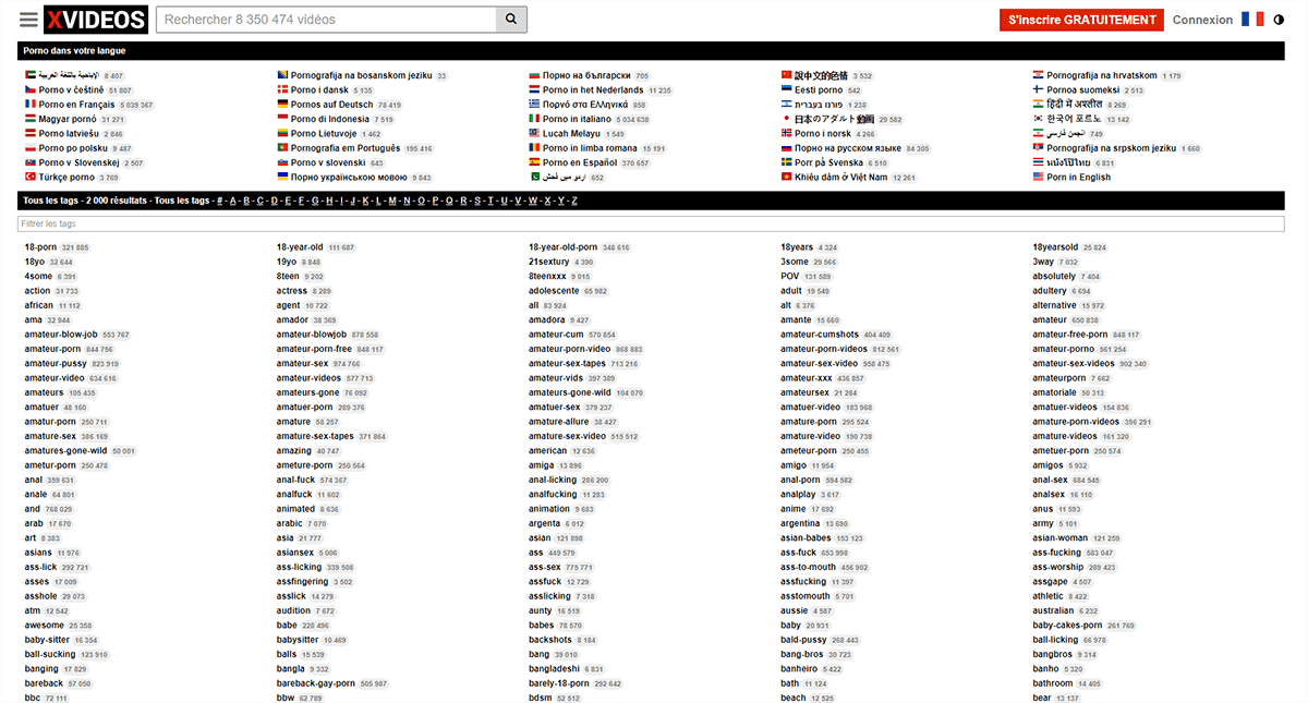 Xvideos tags section, finding niches for a new adult tube site