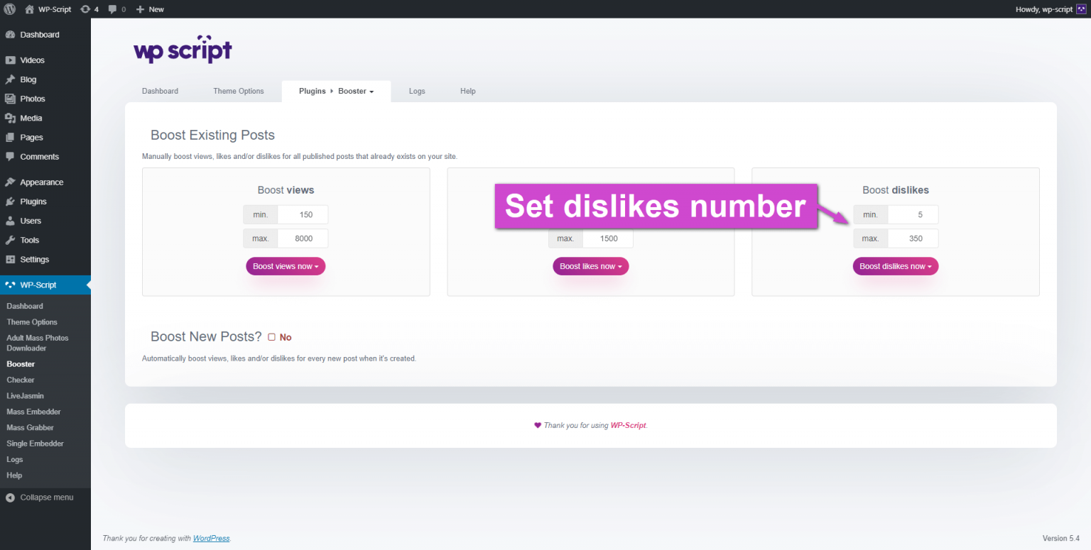 WPS Booster - WP-Script WordPress Plugin