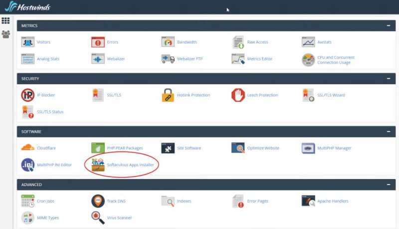 Select Softaculous in your CPanel Software section