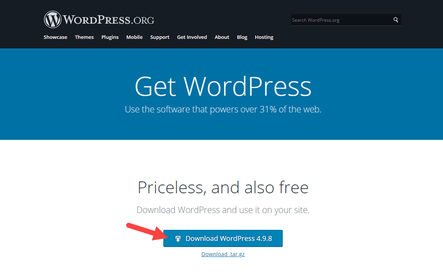 Download WordPress zip file