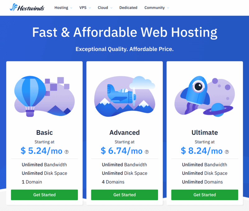 Adult Hosting - Hostwinds pricing