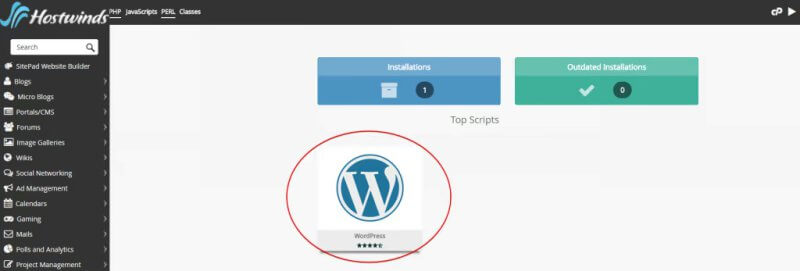 Install WordPress via Softaculous